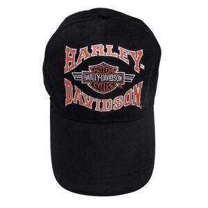 Harley Davidson Black Baseball Cap Embroidered Logo‎ Adjustable Strap